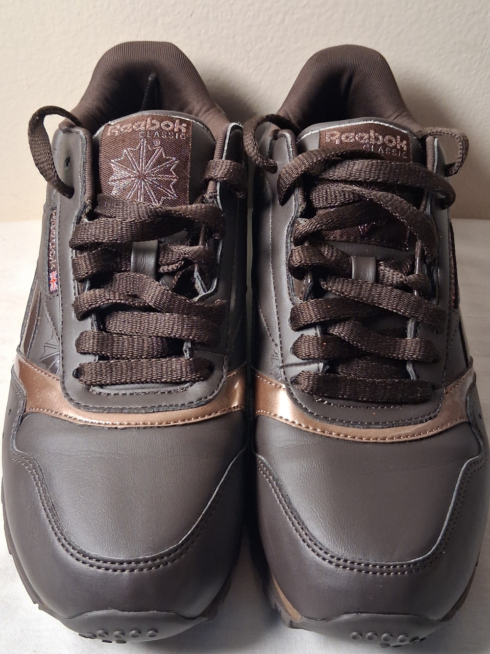 Reebok Classic Leather Brown Bronze Metallic Low Top Sneakers Womens - Picture 9 of 16